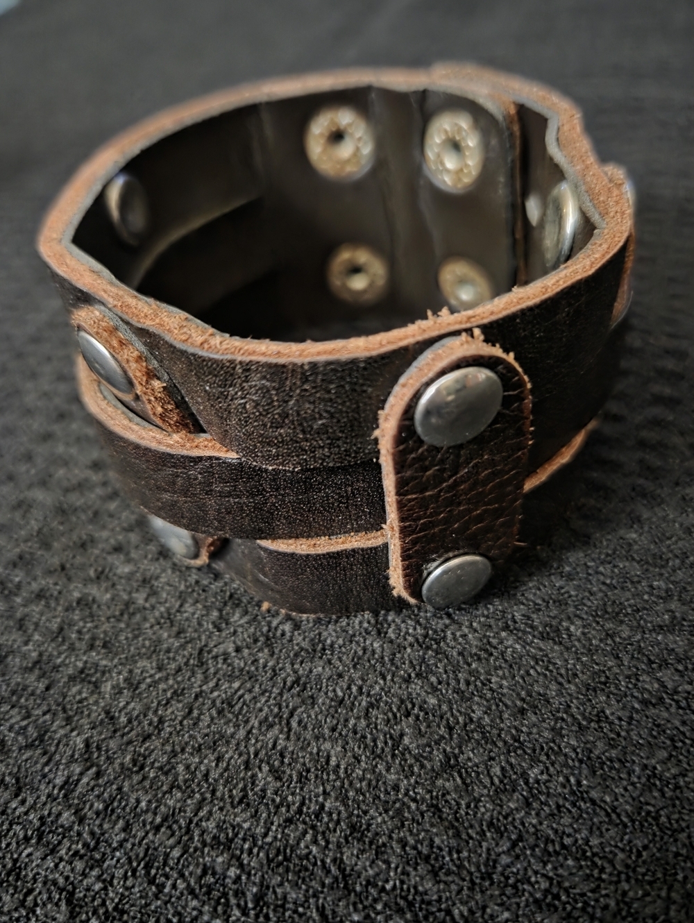 Brown Leather Snap Cuff Bracelet